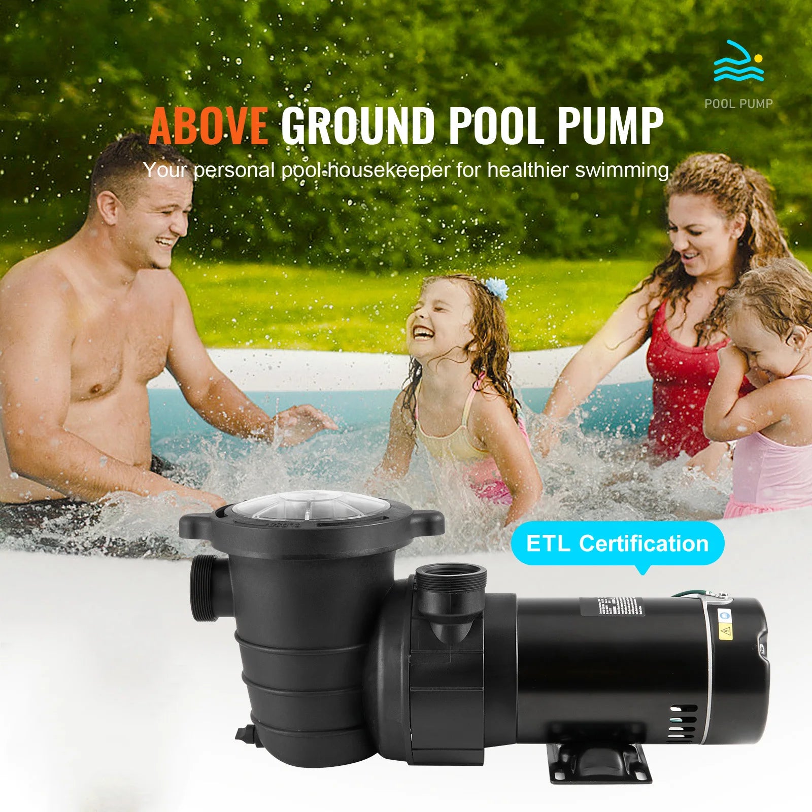 Nadzemní bazénové čerpadlo 1HP–2HP s jednou rychlostí a filtračním košem