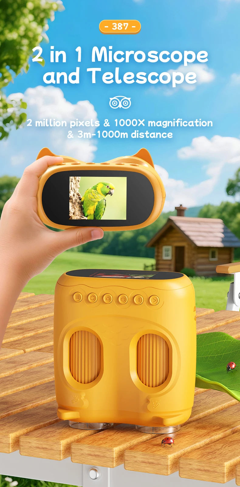 Mikroskop i teleskop 2 u 1 dječje optičke edukativne igračke 2MP HD kamera mikroskop 1000x povećanje božićni pokloni