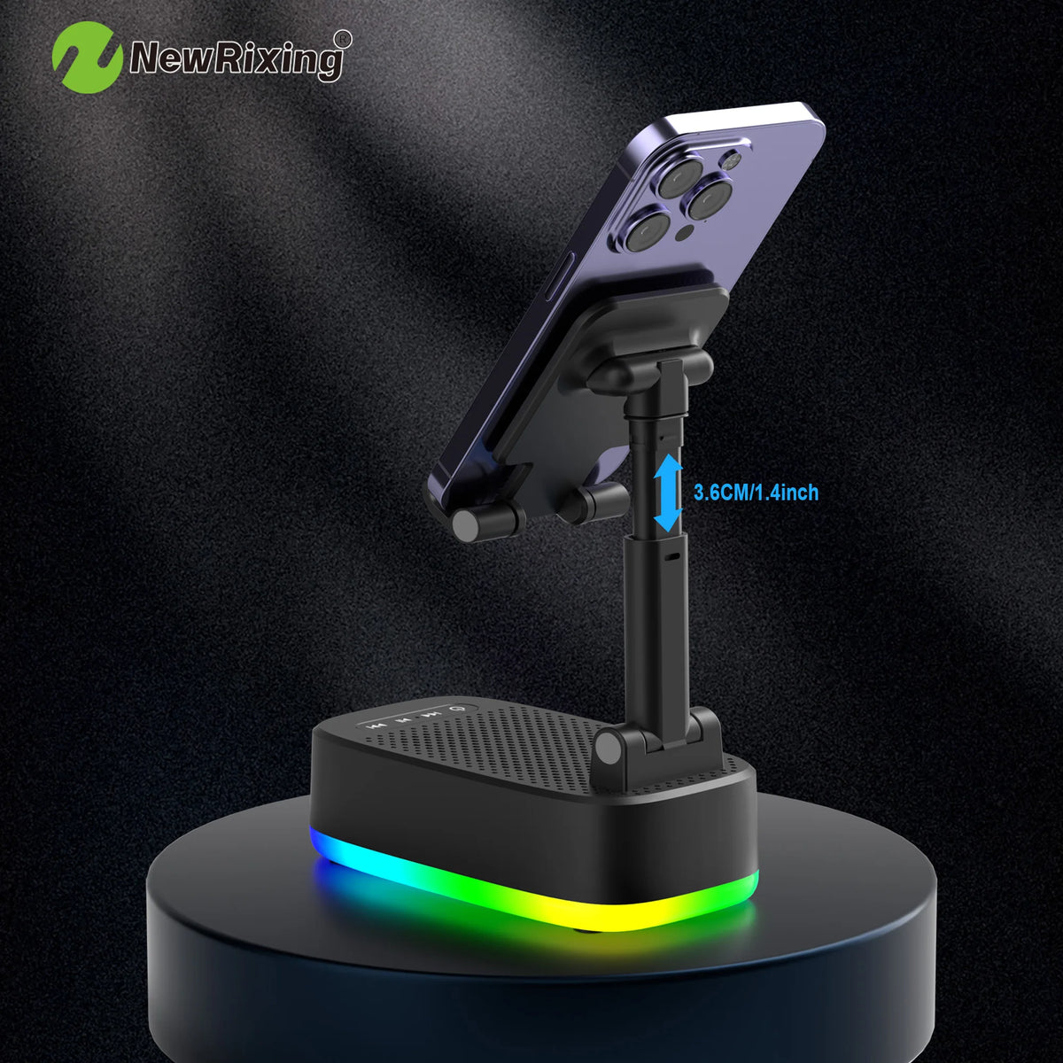 Wireless Phone Holder, Portable Speaker, Speaker Phone Holder, Emergency Power Bank, 1800mAh Battery, USB Charging, Hands-Free