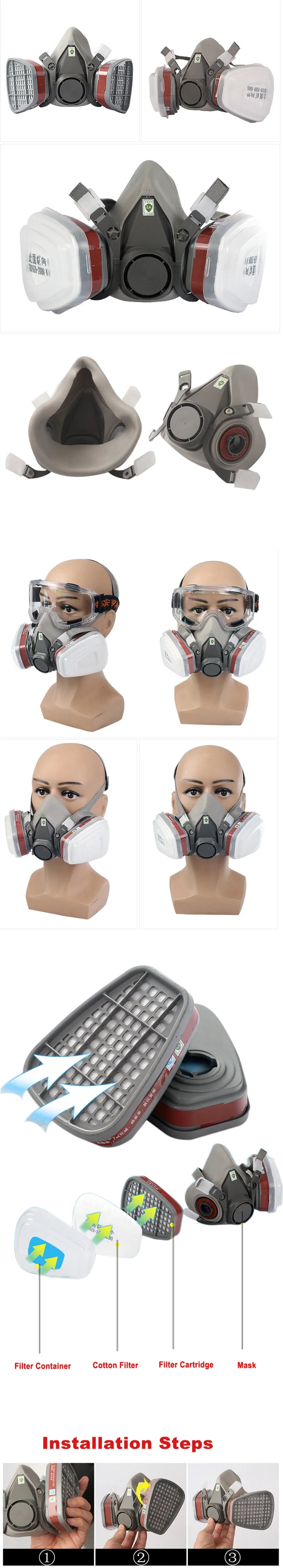 Kit maschera respiratoria semimaschera 6200 con filtri per vernice e gas