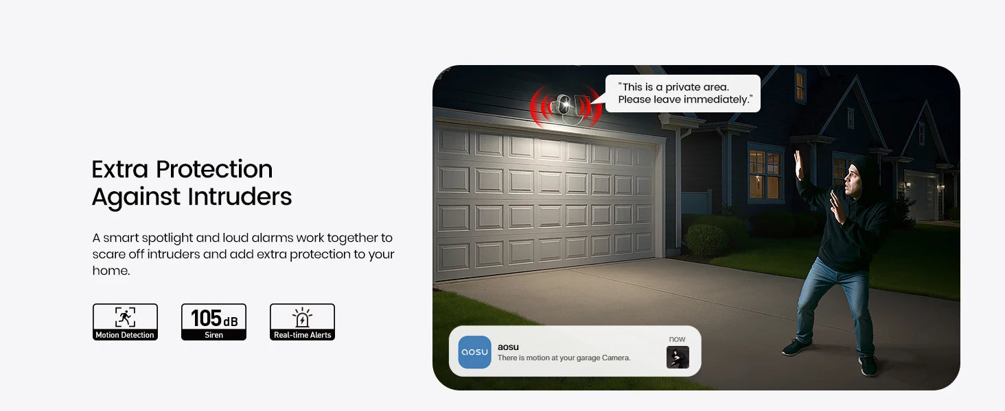 AOSU Solar Outdoor Security Camera, 3MP Color Night Vision