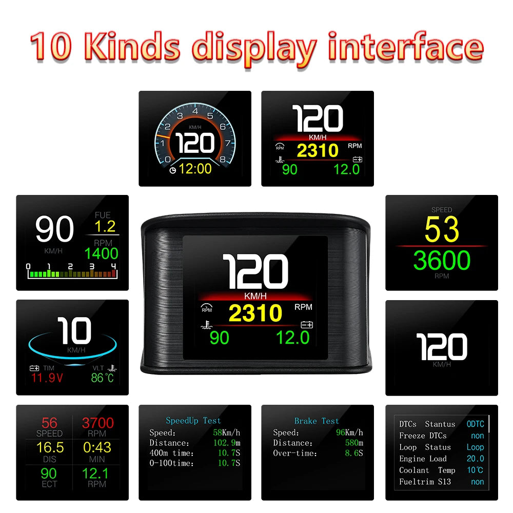 OBD2 Head Up Display Digital Speedometer with Overspeed Alarm