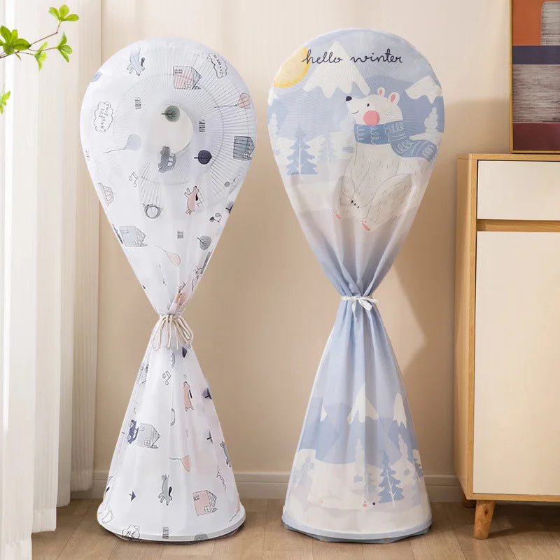 Floor Fan Cover Washable Waterproof Dustproof Standing Round Electric Fan Protective Cover Household Universal Storage Cover 