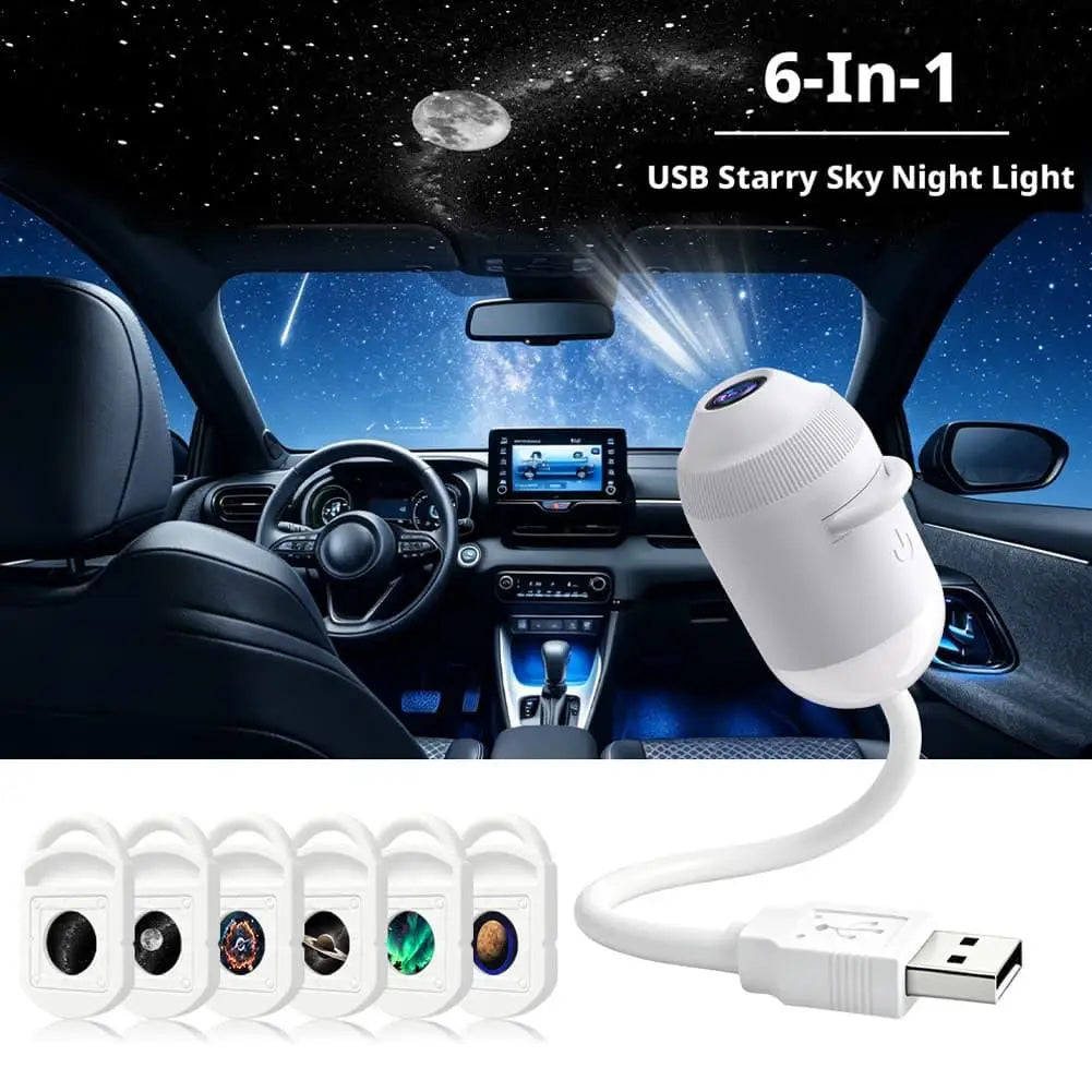 Car Galaxy Films Projector USB Starry Sky Night Light HD Smart Dynamic Holographic Light Projector Car Bedroom Atmosphere Light