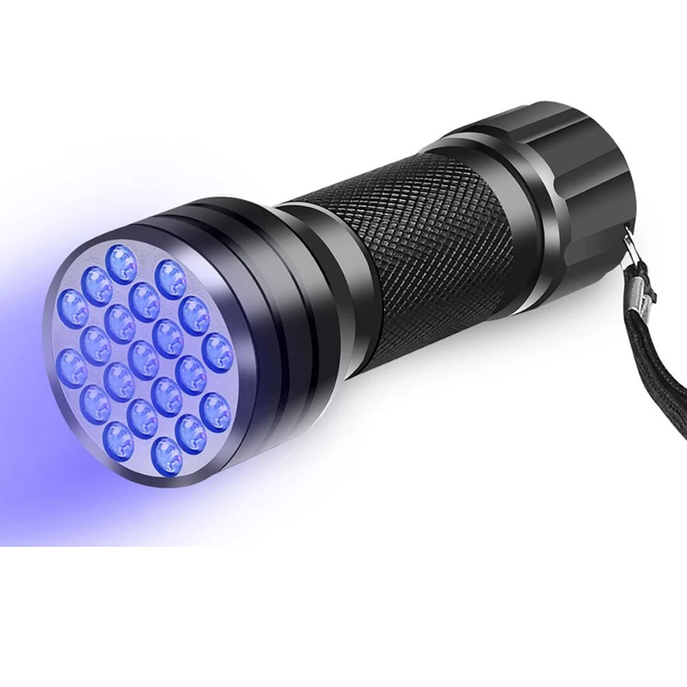 Portable 21 LED UV Ultraviolet Flashlight Blacklight 395NM Mini Torch Flash Lamp For Pet Urine Stains Black Light Flashlights 