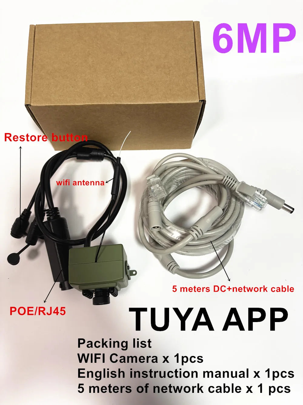 Tuya 6MP/4MP Mini WiFi POE IP Camera with Motion Detection