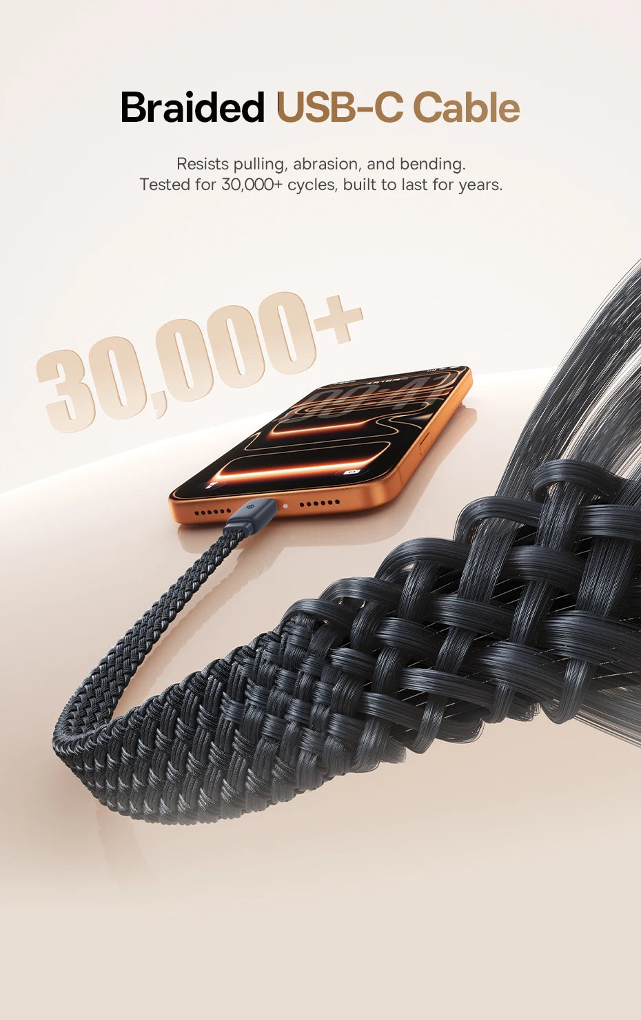 100W Retractable USB-C Fast Charging Cable with Magnetic Design
