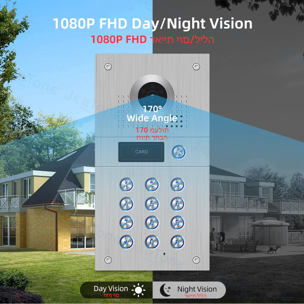 Jeatone 1080P Tuya WiFi Video Intercom RFID Code Keypad Doorbell Cam 7 Inch Home Security Video Door Phone Access Control System Spy-shop.com