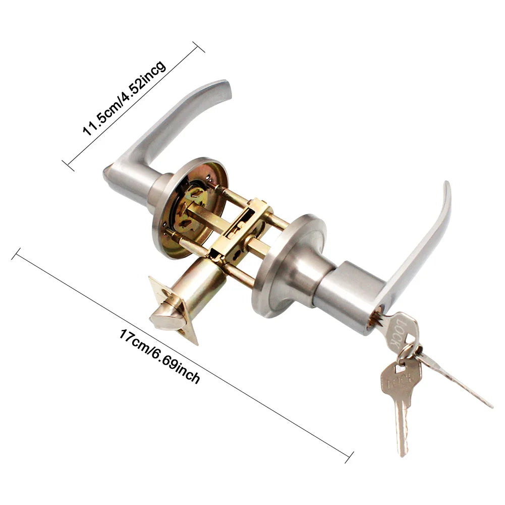 Keyed Door Lever Handle Set with 3 Keys