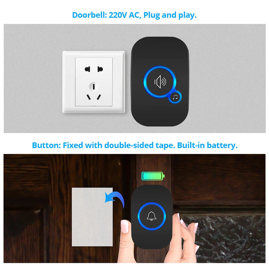 Wireless Doorbell with 32 Ringtones and 4 Volume Levels