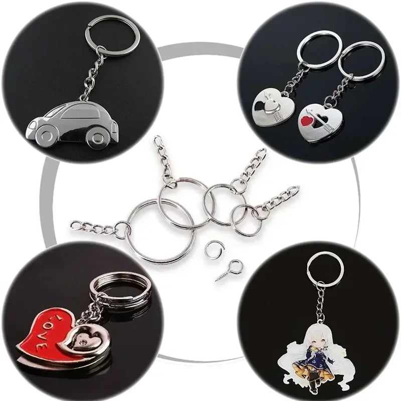 Silver Plated Metal Blank Keyring Keychain Split Ring Keyfob Key Holder Rings Women Men DIY Key Chains Key Ring Accessories