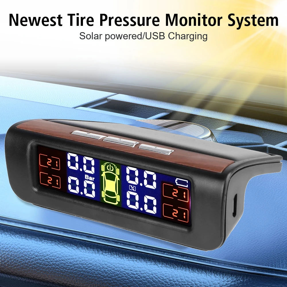 Solar TPMS Tire Pressure Monitoring System with External Sensors