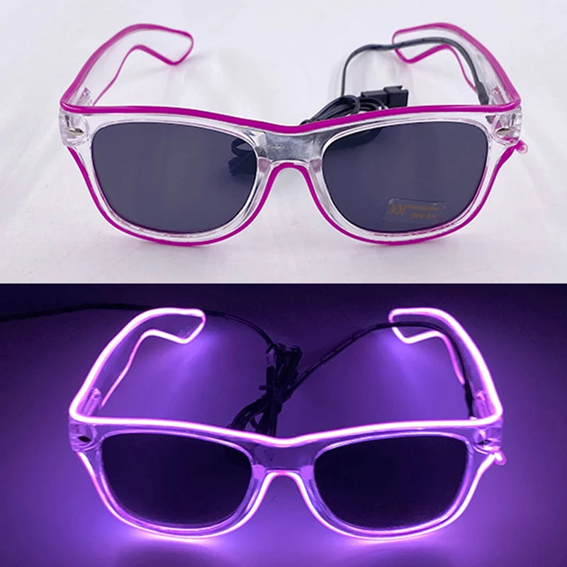 1PC Light Up LED Glasses Glow Sunglasses EL Wire Neon Glasses Glow in The Dark Party Supplies Neon Party Favors for Kids Adults 