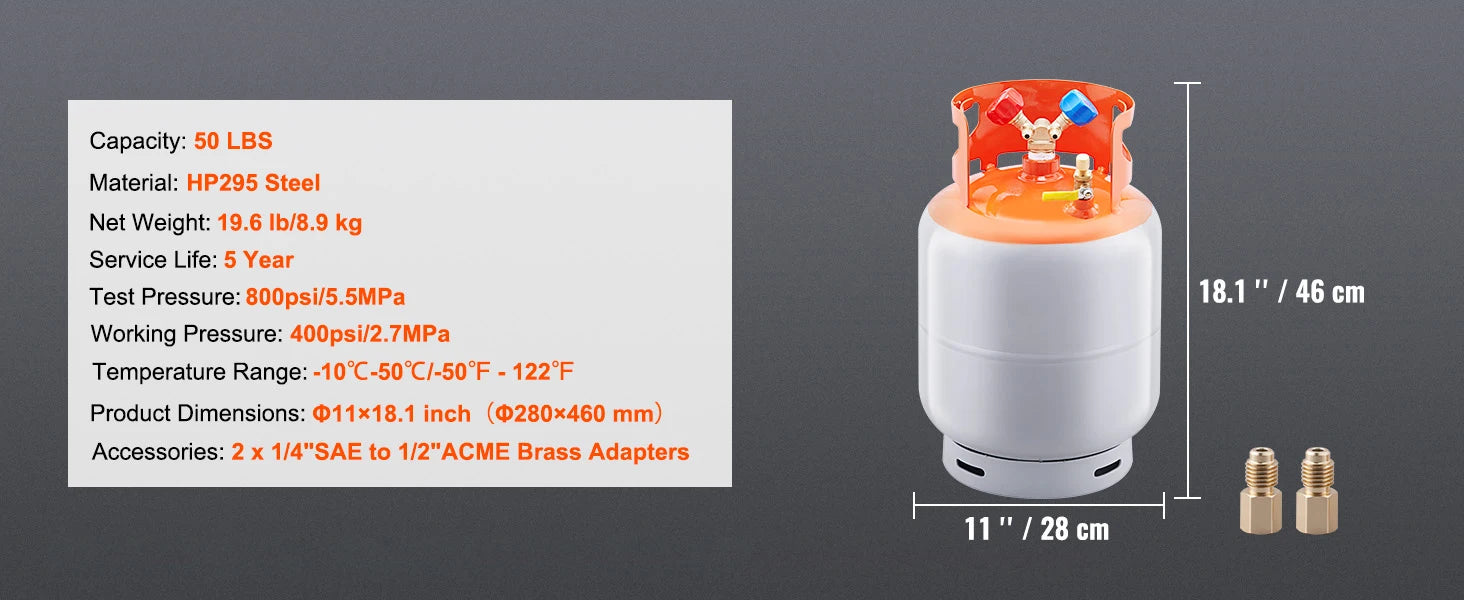 50 lb Refrigerant Recovery Tank with Y-Valve