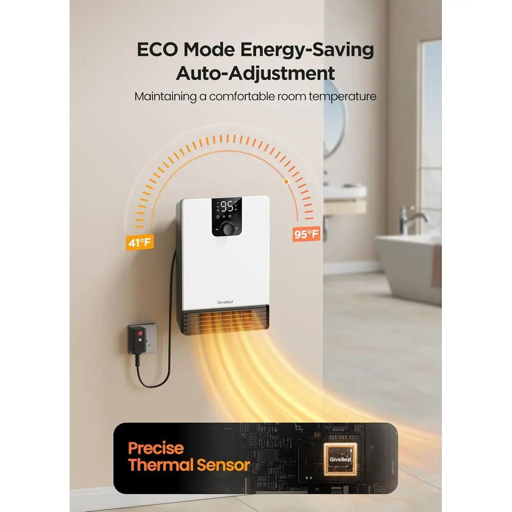1500W Smart Wall Space Heater with WiFi, Thermostat & Timer