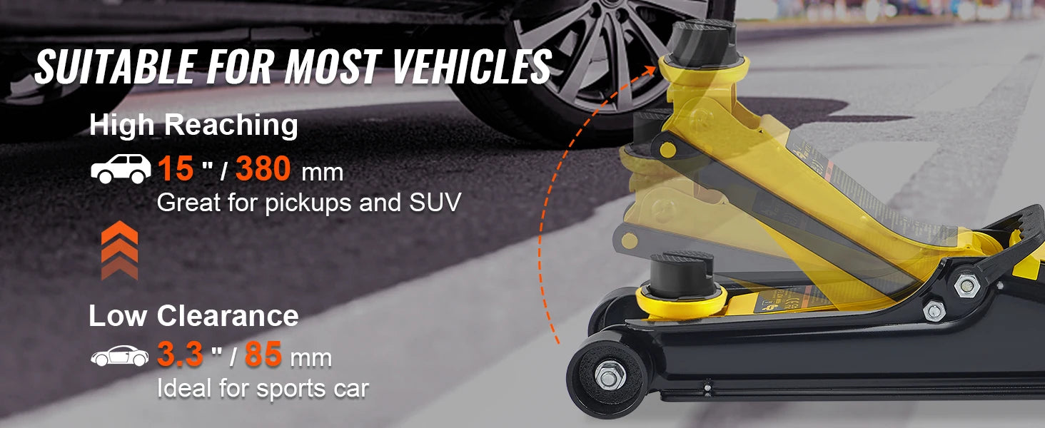 SucceBuy 2.5T Floor Hydraulic Jack Pneumatic Low Profile Floor Jack Heavy-Duty Steel Racing Floor Jack with Piston Lift Pump