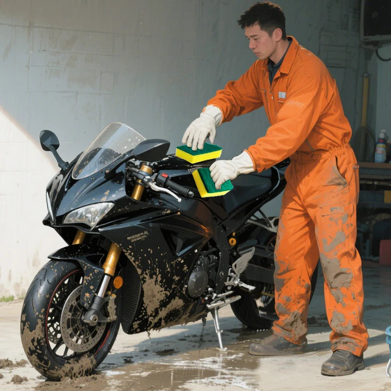 Double sided magic sponge for motorcycles, pots, and kitchens - heavy-duty grease cleaning sponge 