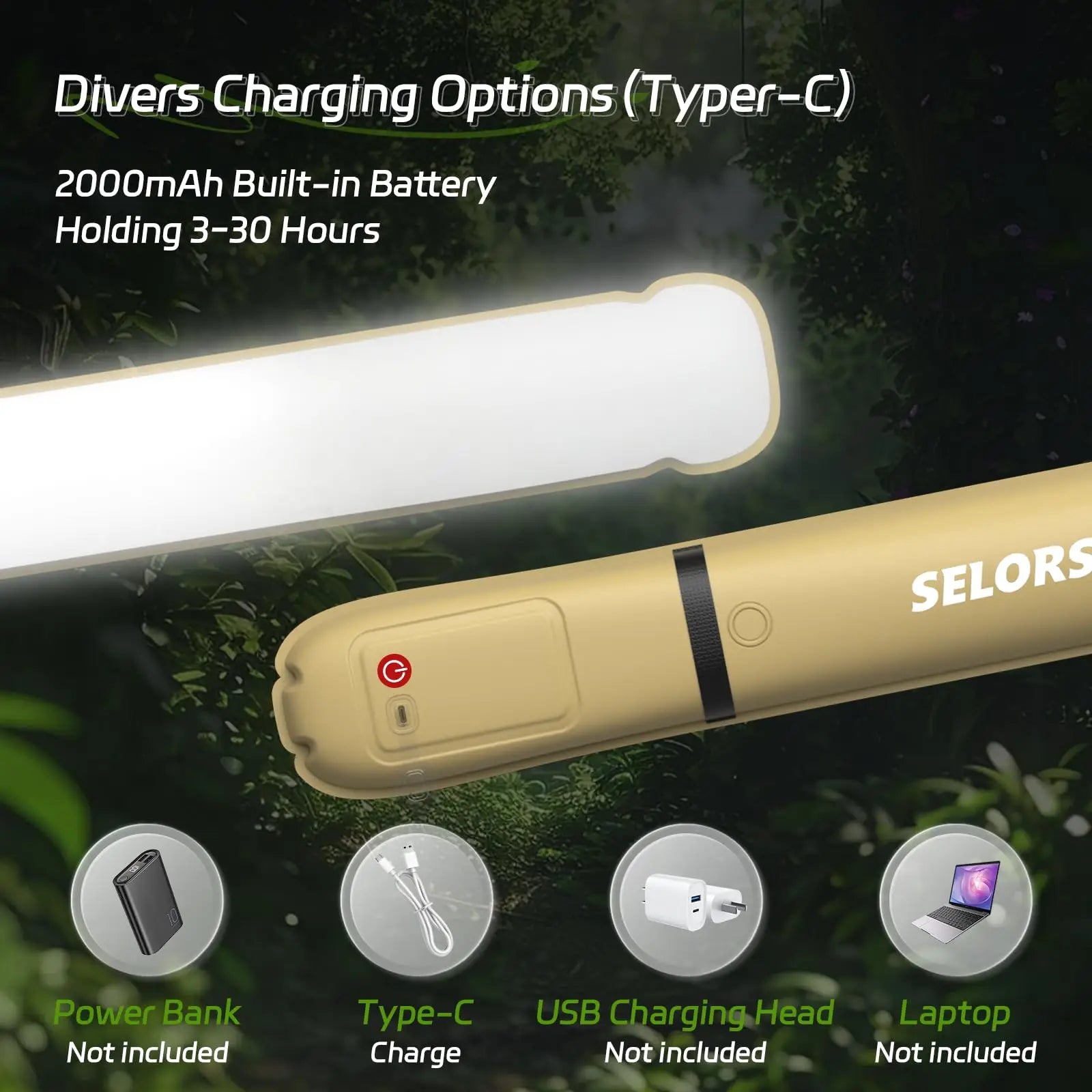 Rechargeable Portable Camping Light Waterproof 2000 mAh