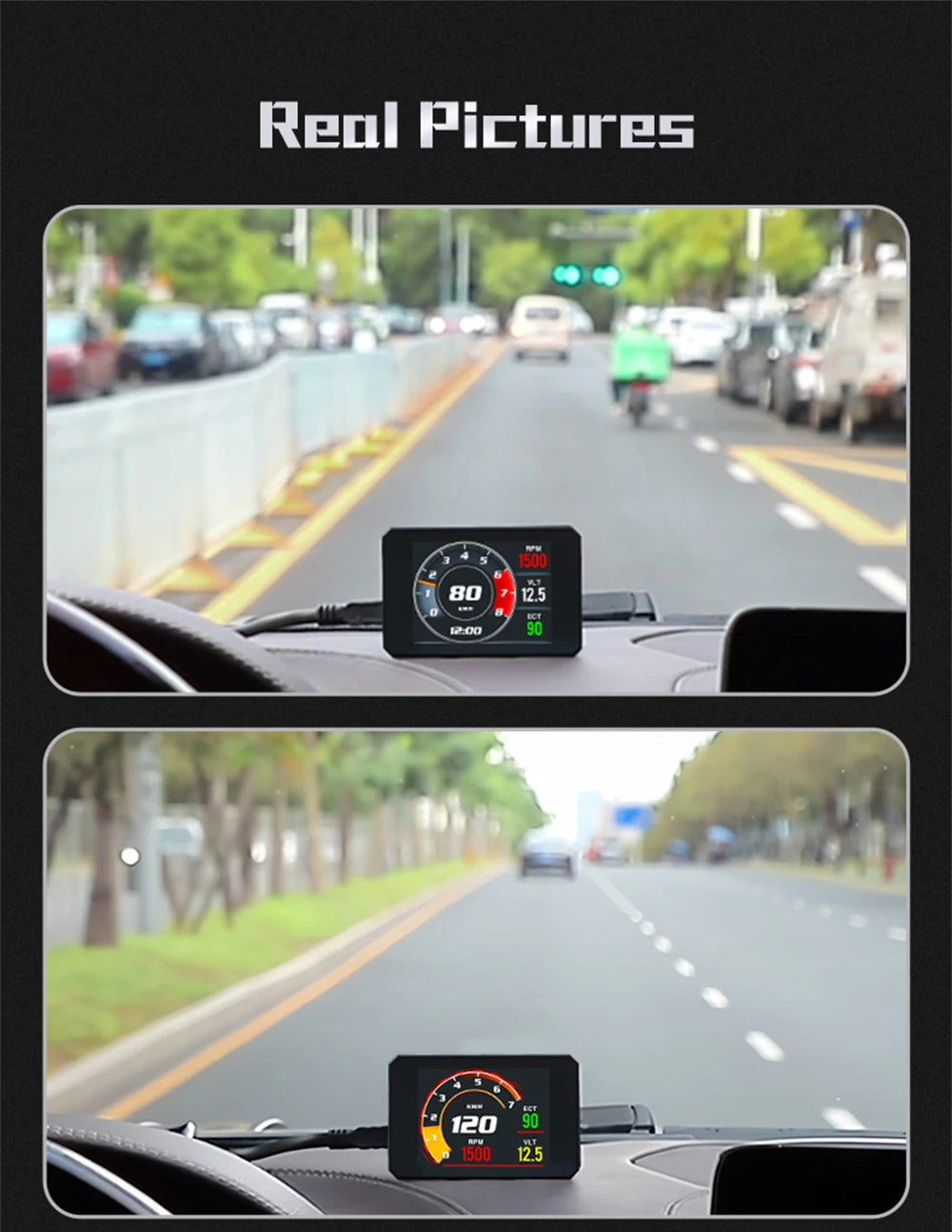 P16 OBDII Digital Vehicle Dashboard Display