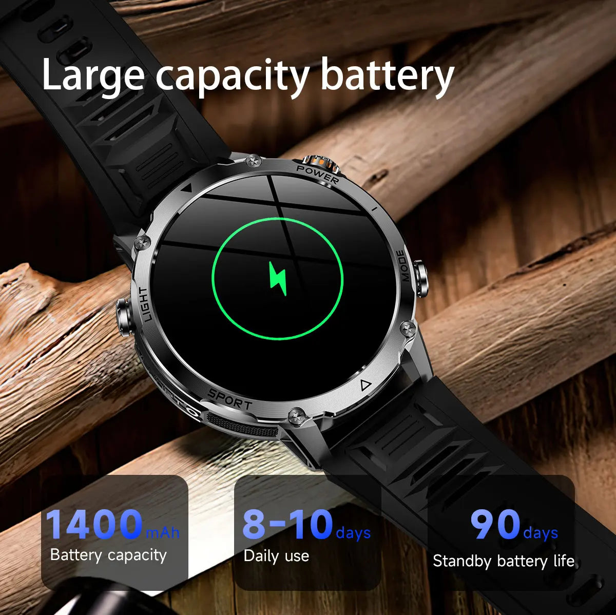 Outdoor Bluetooth Anruf-Smartwatch mit LED-Taschenlampe