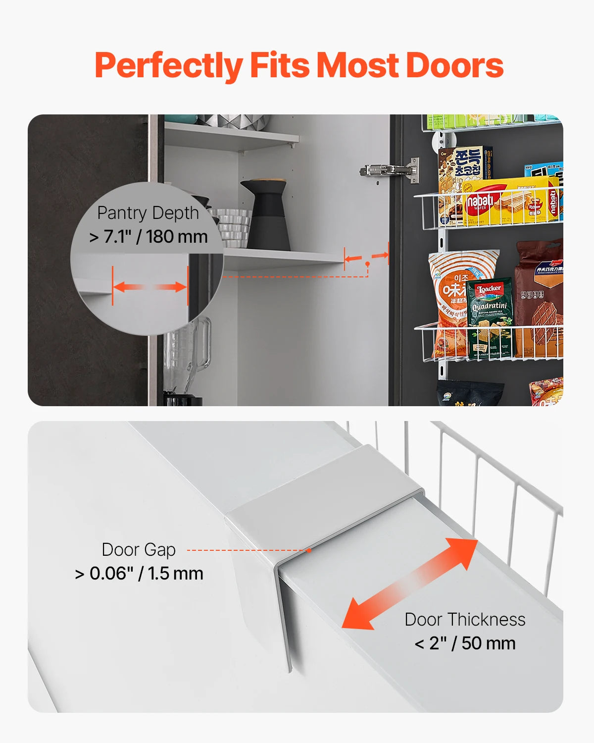 SucceBuy 6/8/9/10 Tier Over the Door Pantry Organizer Heavy-Duty Steel Hanging Spice Rack, Adjustable Wall Seasoning Shelves