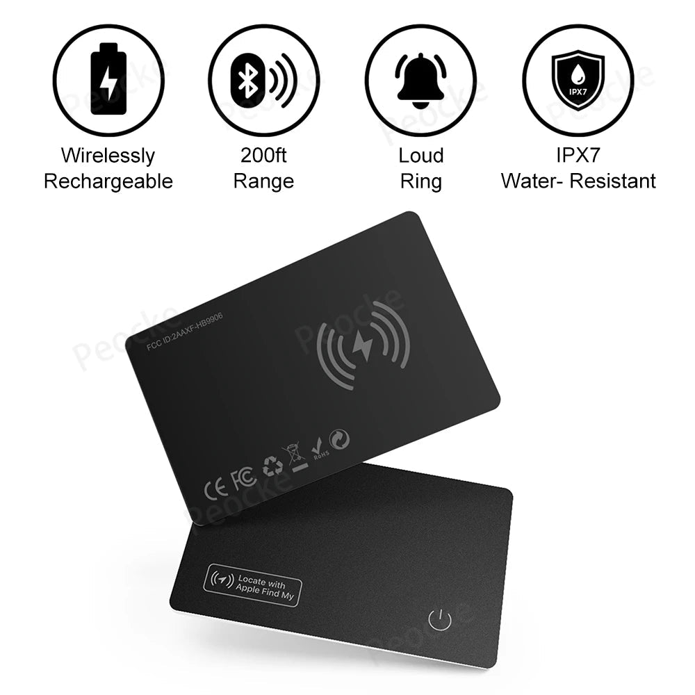 Wallet Anti-loss Card GPS Location Tracking Smart Tag Find My for iPhone Bluetooth Device Ultra-thin Card Wireless Charge IP67 