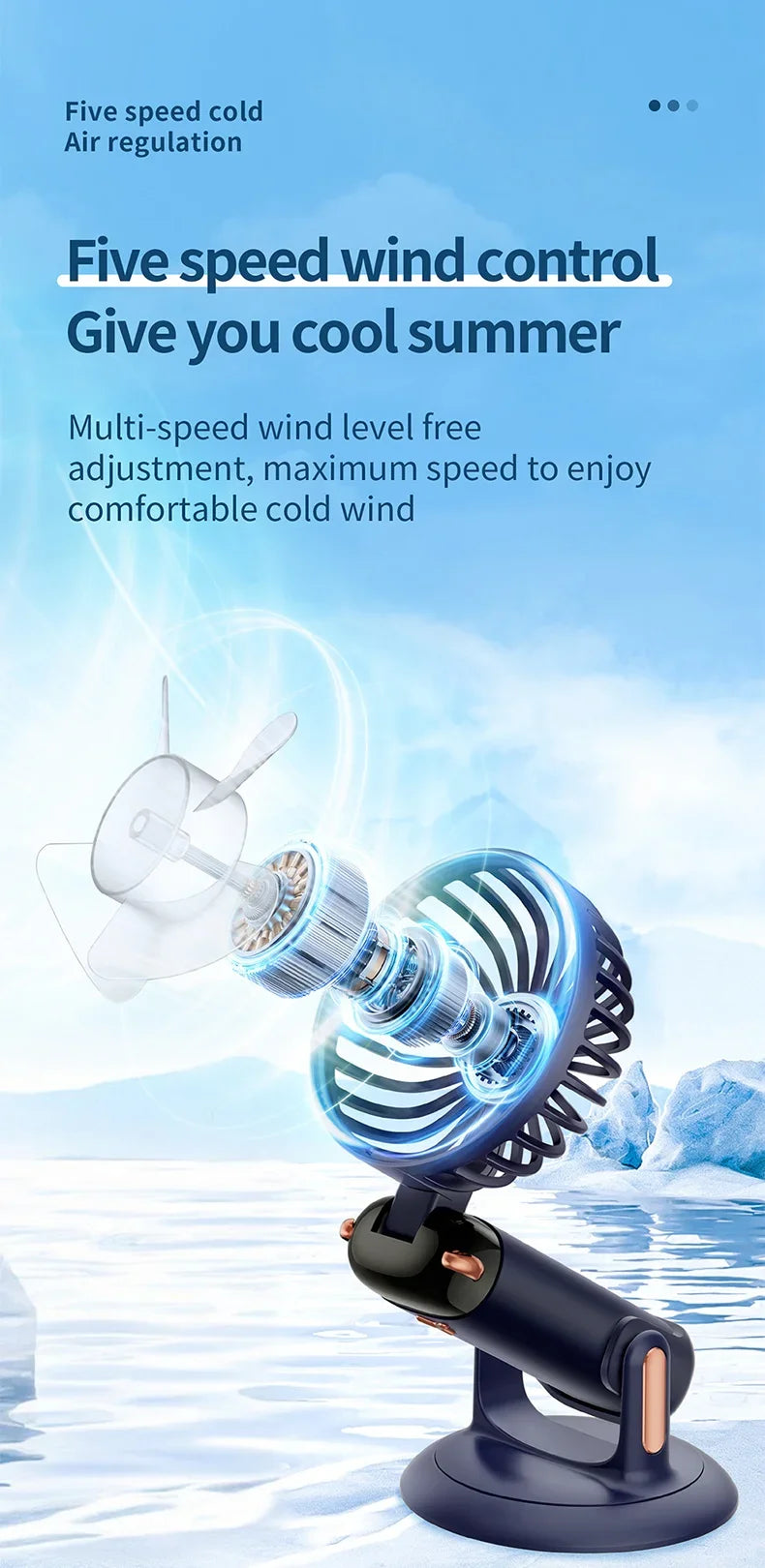 Foldable 5-Speed Handheld Mini Fan with LED Display