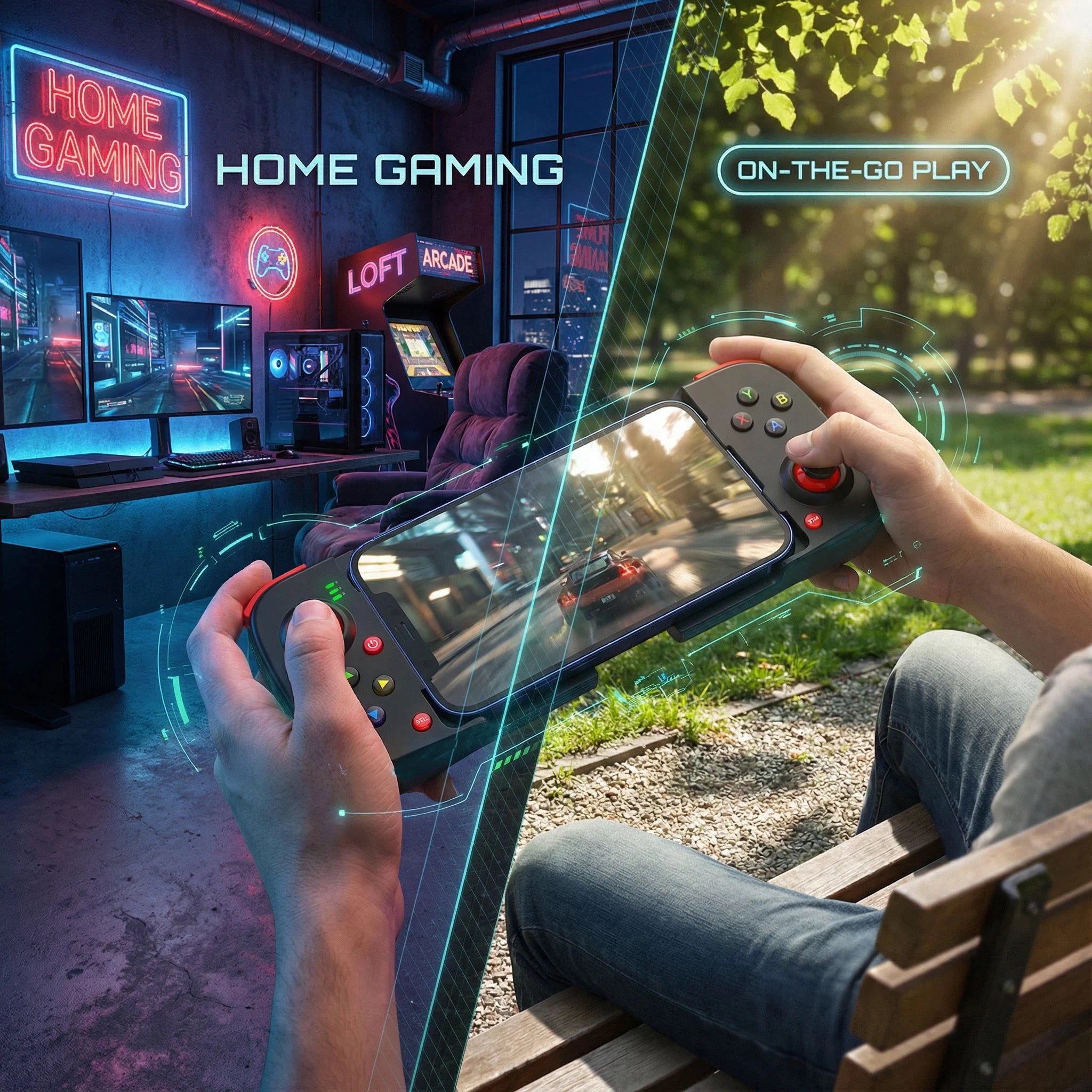 D3 Retractable Wireless Game Controller for Phone, Switch, PS3, PS4, PC