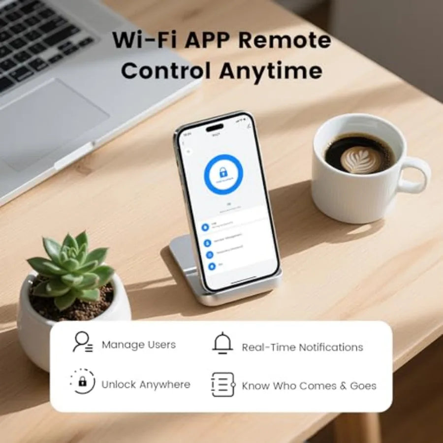 Smart Door Lock with Handle and Built-In WiFi