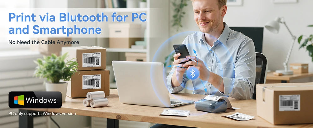 Imprimantă termică wireless pentru etichete Niimbot B4, lățime 20–110 mm