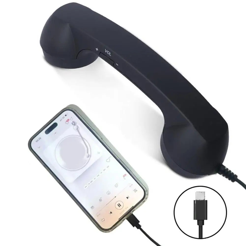 Retro słuchawka telefoniczna na kablu, USB-C lub 3,5 mm