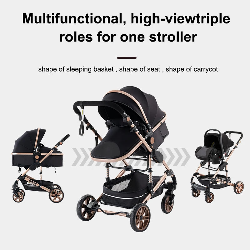 Luxurious 3‑in‑1 Baby Stroller High‑Landscape Travel System