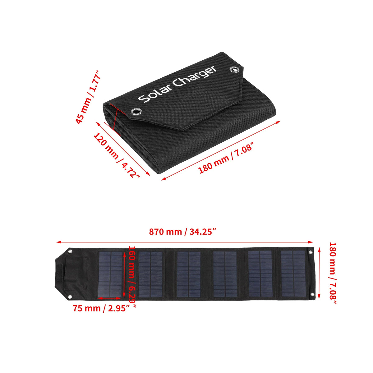 Folding USB Solar Panel - 60/80/100 W Labels