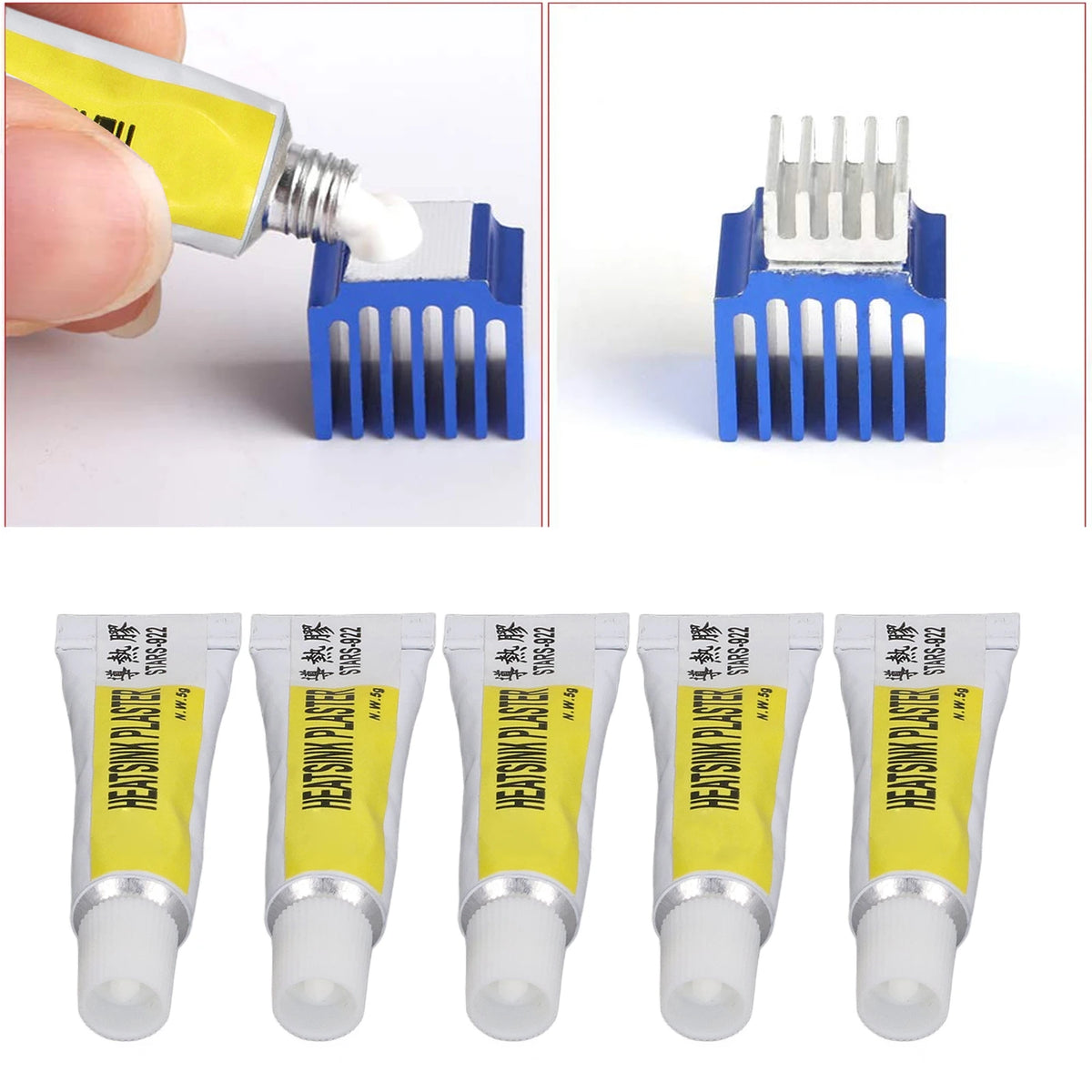 Five 5 g Tubes of Thermal Silicone Adhesive