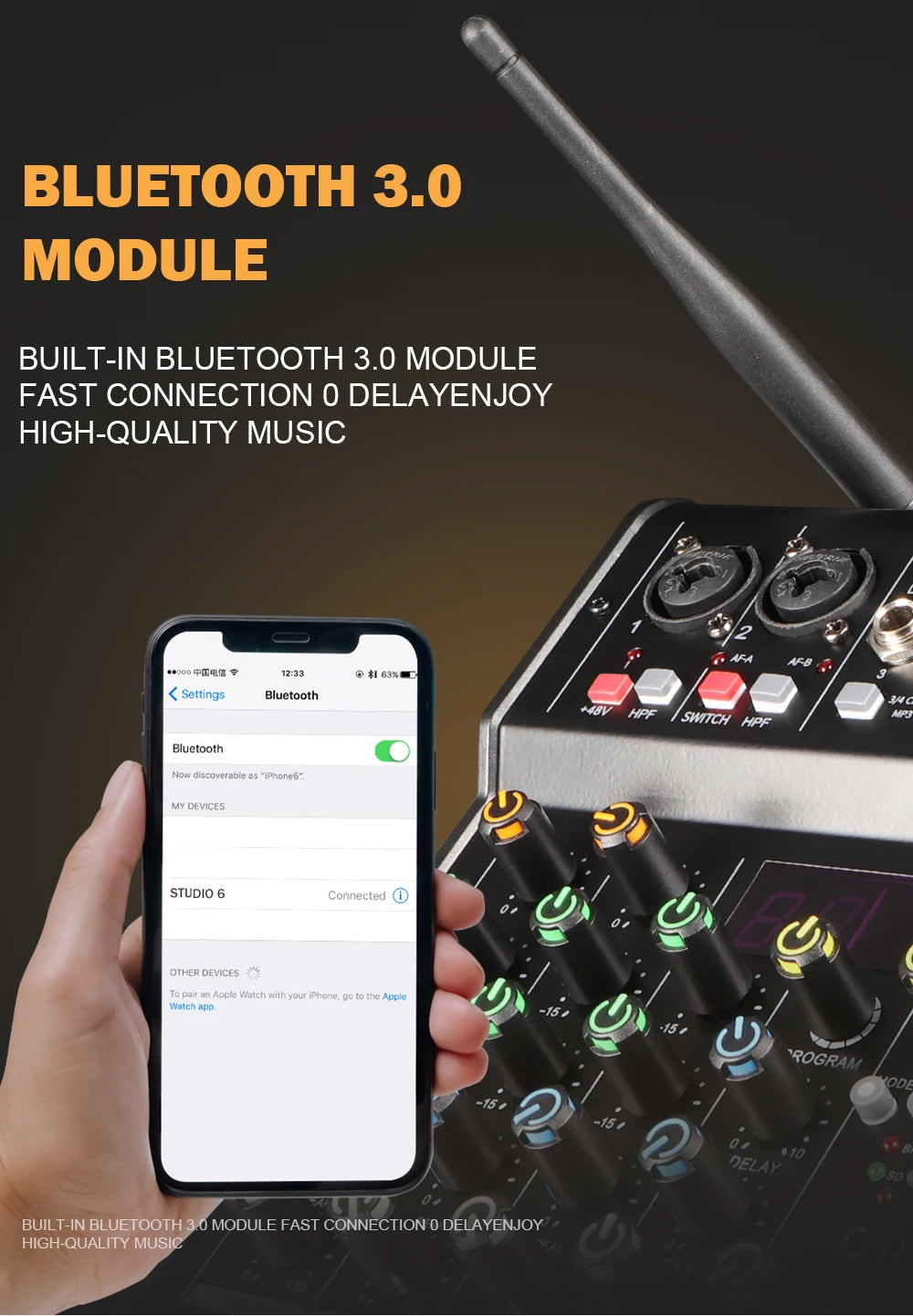 Studio 6 Audio Mixer with Bluetooth and USB