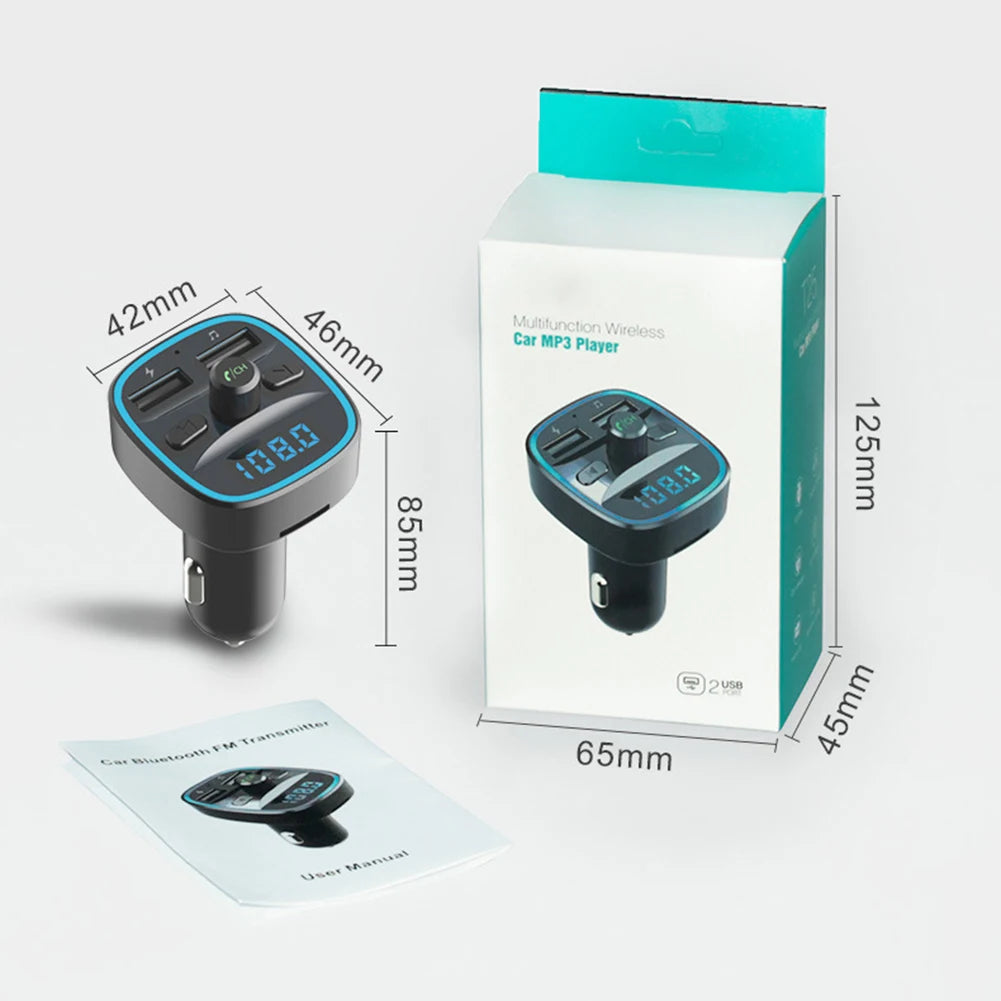 Car Bluetooth 5.0 FM Transmitter with Dual USB Charging