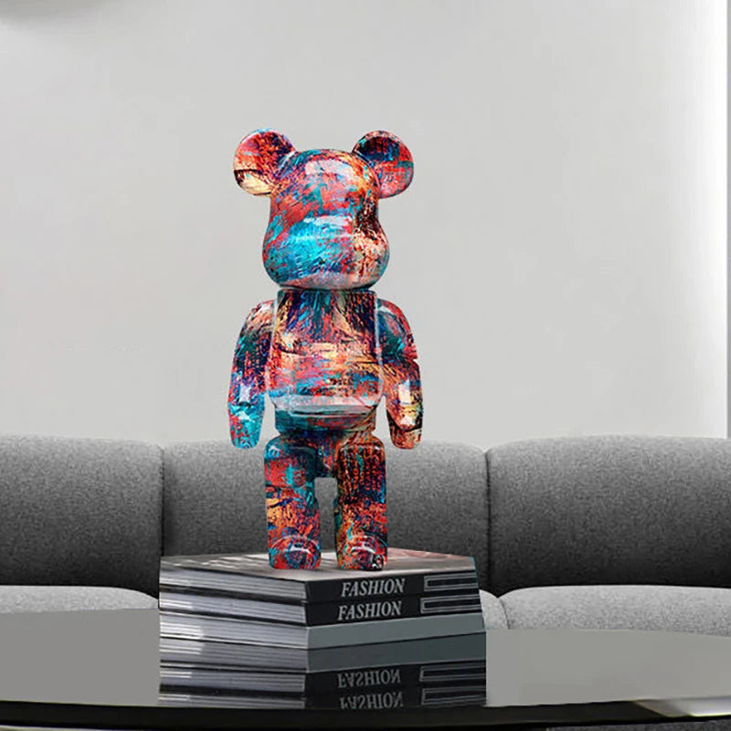 27cm/10Inches Graffiti Bear Figurine Home Decor Animal Abstract Ornament Storage Money Jar Modern Room Sculpture Table Decor 