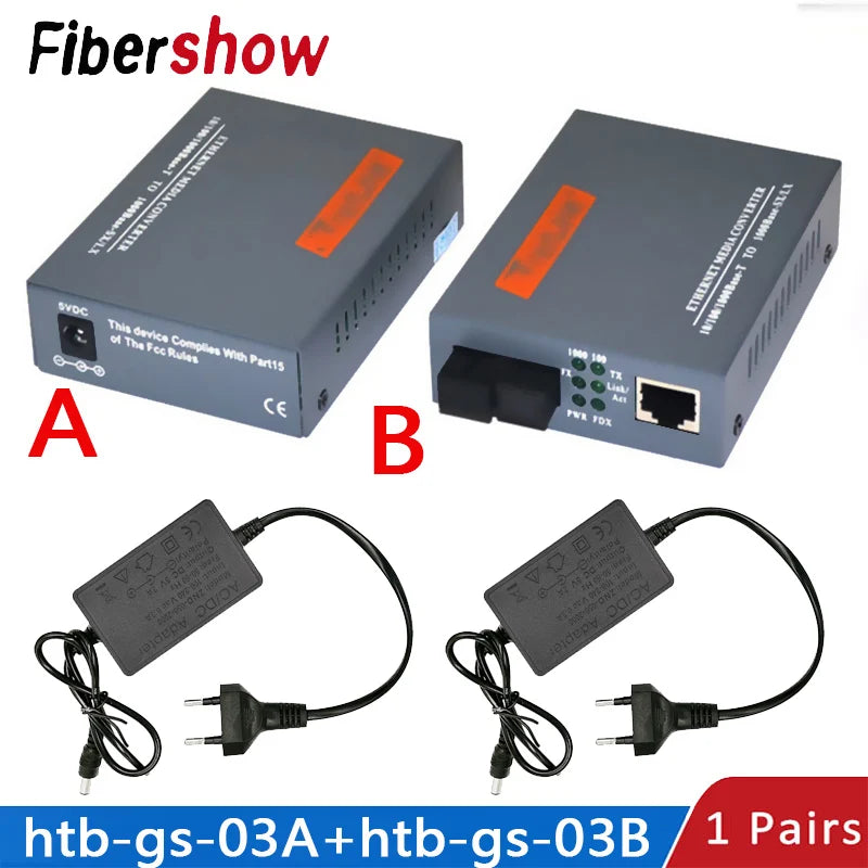 Gigabit Single-Fibre Media Converter Pair, SC/UPC