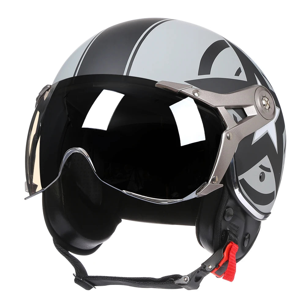 Retro Open Face Motorcycle Helmet 3/4 ABS Lightweight 1kg