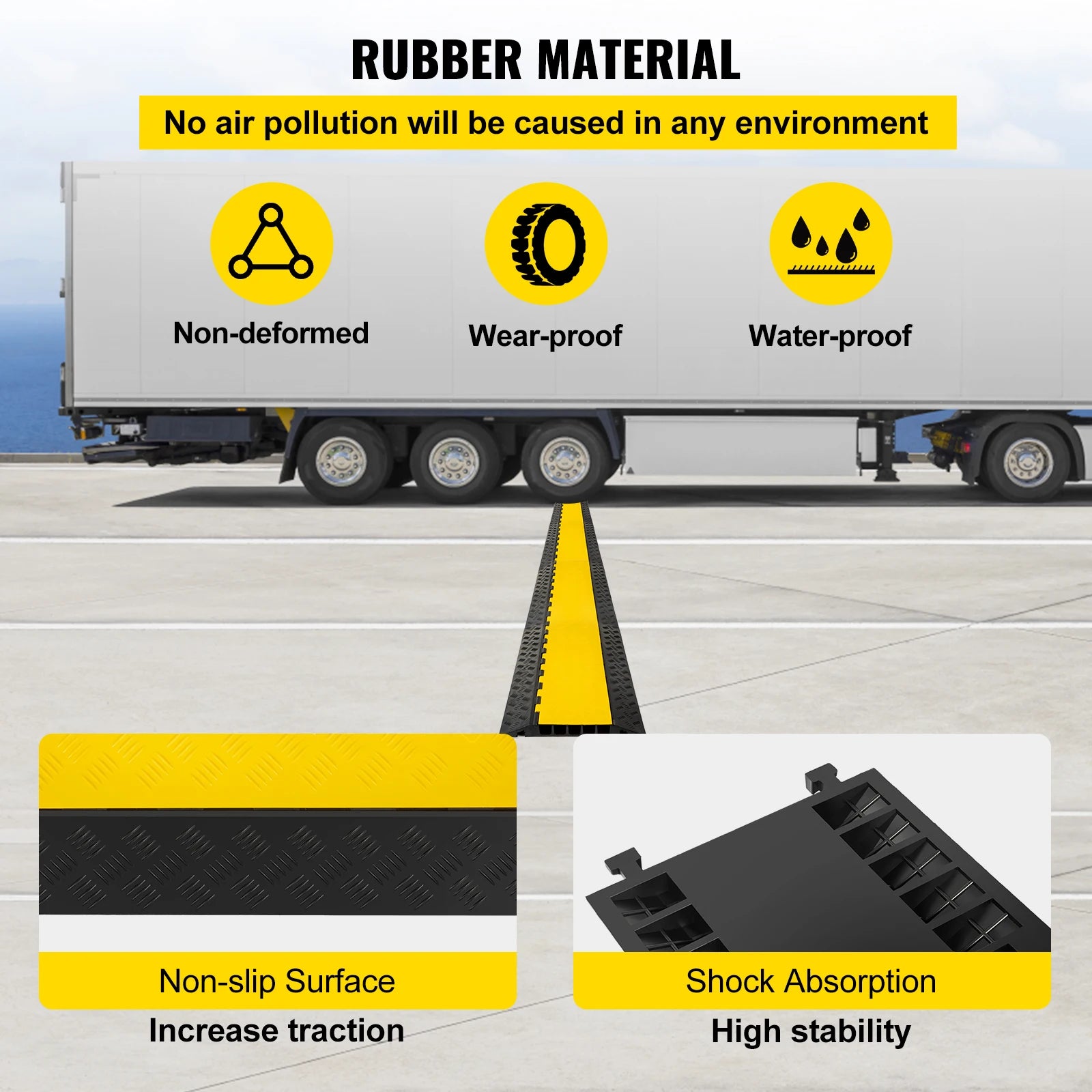 Rampe de protection de câble robuste 5 canaux pour allée et circulation