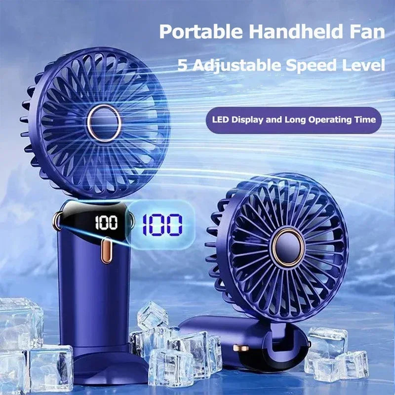 Foldable 5-Speed Handheld Mini Fan with LED Display