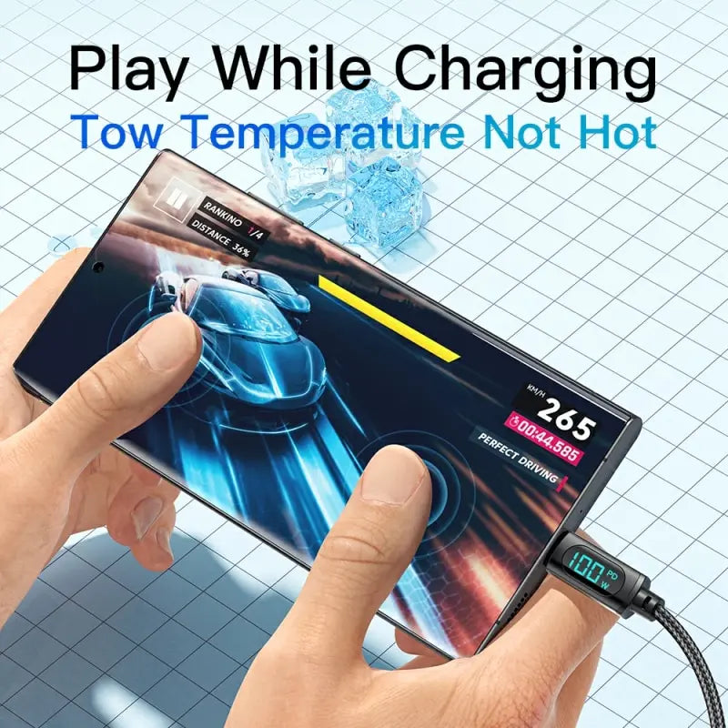 100W USB-C-Ladekabel mit LED-Leistungsanzeige