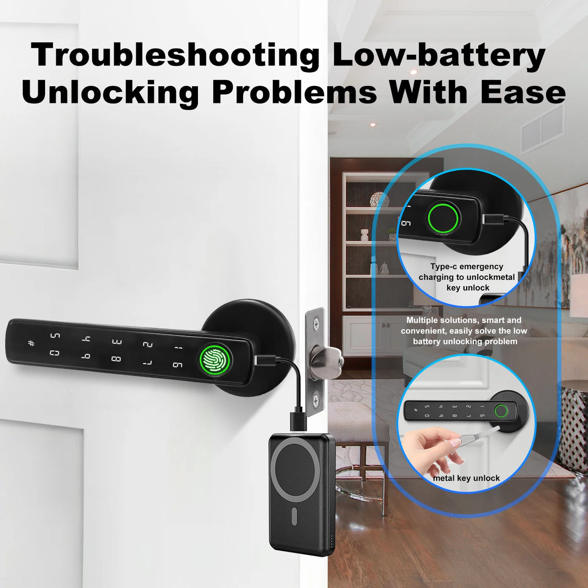 Tuya Bluetooth Fingerprint Door Handle Lock