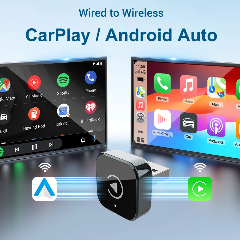(2026 Ulepszony) Adapter CarPlay bezprzewodowy dla Apple iPhone & Android Mały rozmiar Plug and Play Szybkie i stabilne połączenie Bezprzewodowy