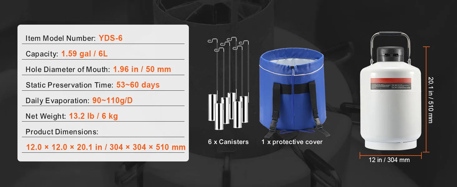 30L Liquid Nitrogen Tank Dewar with Long Storage Time & Canisters