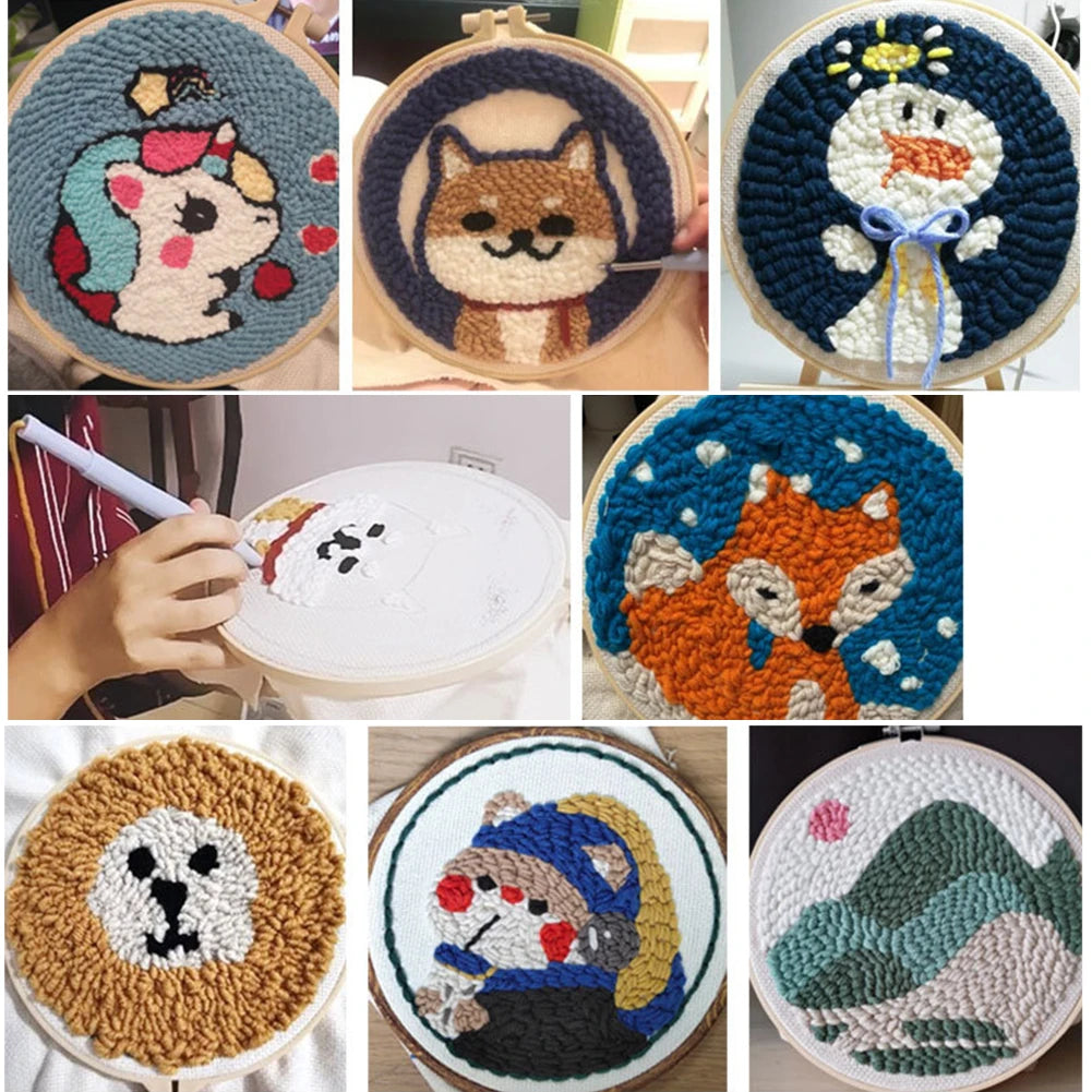 Cotton Punch-Needle Cloth or Embroidery Pen Options