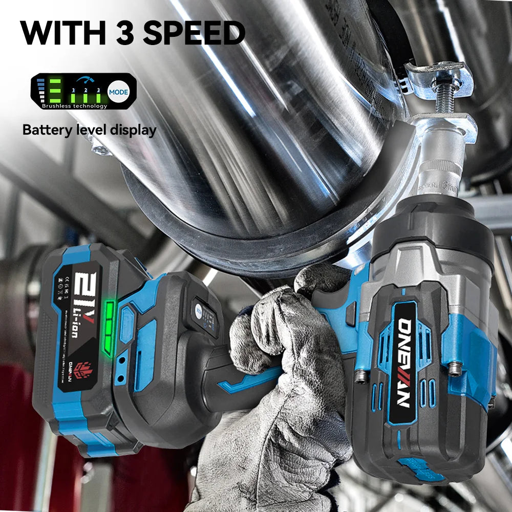 ONEVAN 2800N.M High Torque Brushless Electric Wrench Cordless 1/2 Inch Screwdriver Impact Drill Tool For Makita 18V Battery Pin