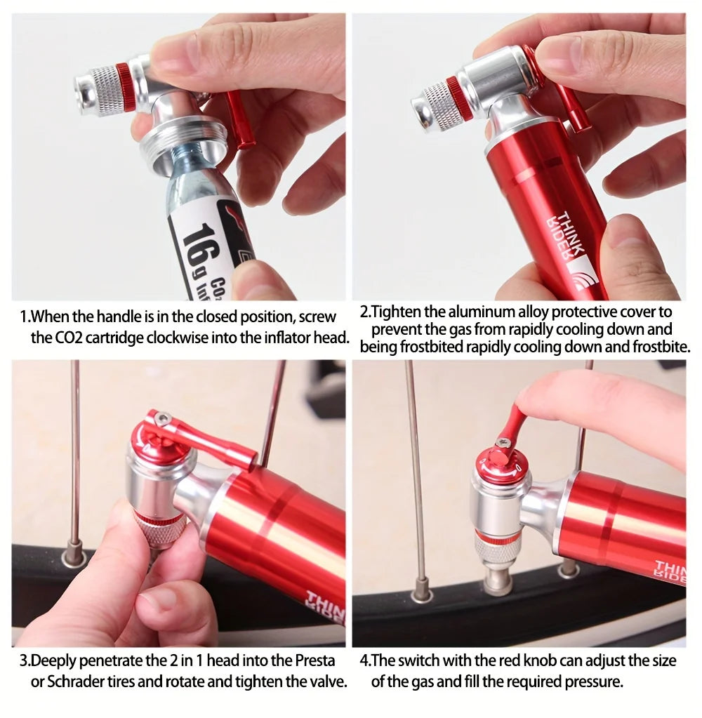Pompa CO2 ThinkRider per gonfiaggio rapido della bicicletta