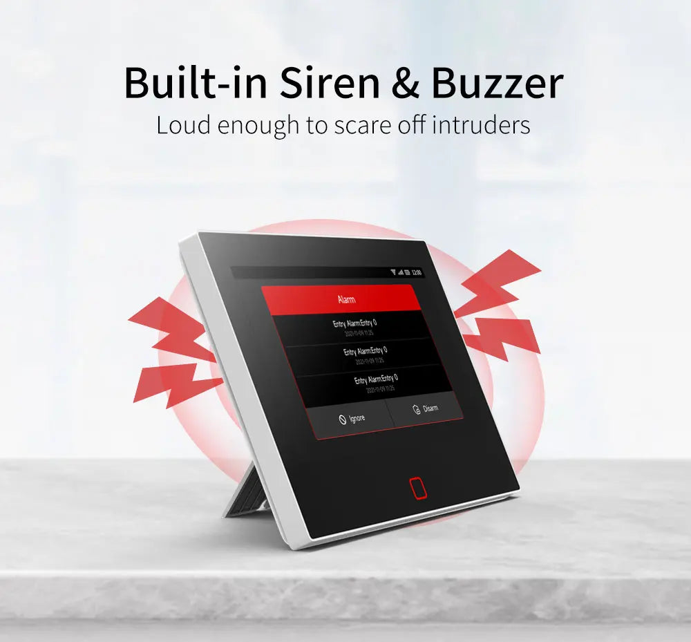 16|Staniot Versión Lora de 7 pulgadas Sistema de alarma para el hogar inalámbrico Alcance de transmisión de 500m WiFi 4G Sirena integrada. Alarma inteligente
