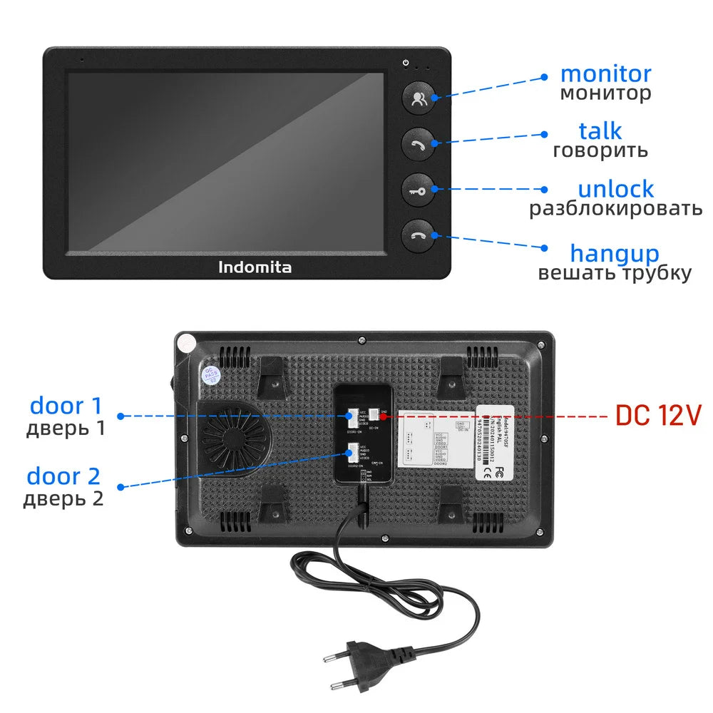 Indomita Wired Video Intercom System,Outdoor Door Phone Street Call Panel RFID Doorbell, Electronic Lock,Support AC 100V-240V Spy-shop.com